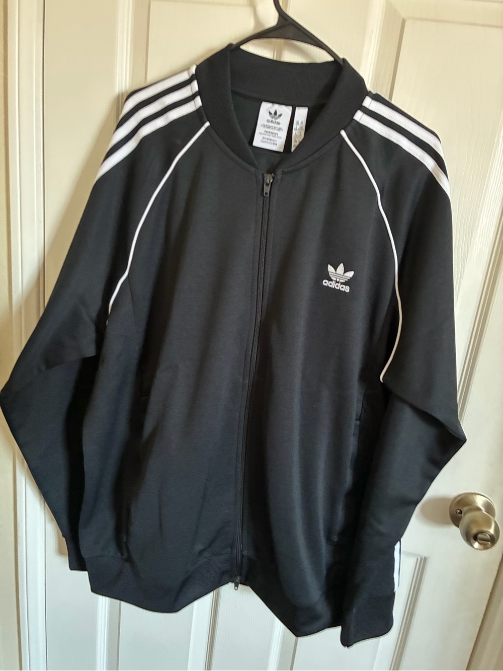 adidas Black and White Trefoil Zip Track Jacket Two Piece.